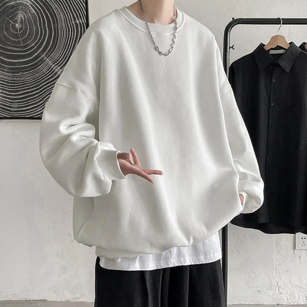 Men Fall Sweatshirt Pullover Cozy Unisex Thick Warm Stylish Mens Fallwinter Top for Couples Loose 250224