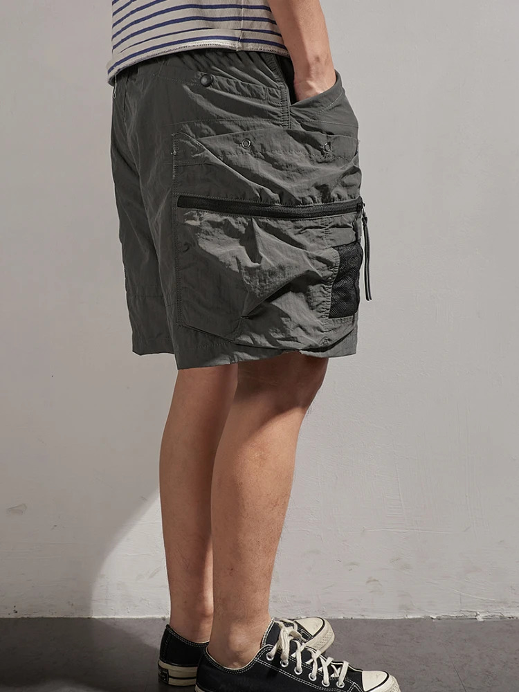 Summer American Retro Outdoor Quick Dry Inner Mesh Cargo Shorts Mens Washed Multi-pocket Casual Sport Five-point Pants 250225