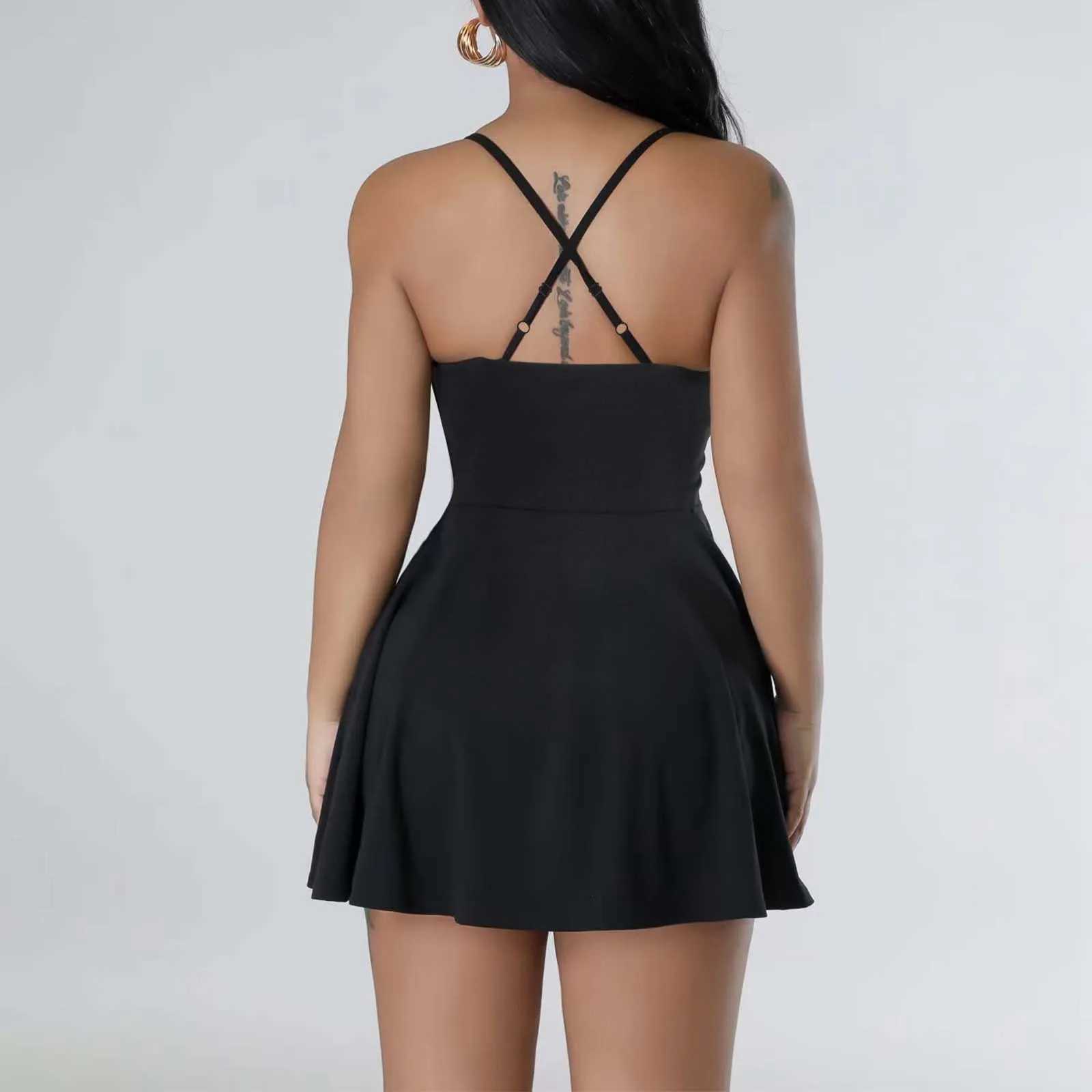 Womens Sexy Mini Dress Solid Color Sveless Adjustable Spaghetti Straps Plus Size A-Line Dress Banquet Party Clothing DressesXJ250224