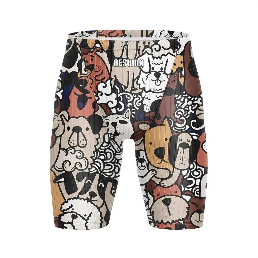 2025 Summer Mens Swim Jammer Swimsuit Shorts Funny Athletic Training Swimming Trunks Bathing Suit Lycra GYM Surfing Diving PantsXJ250224