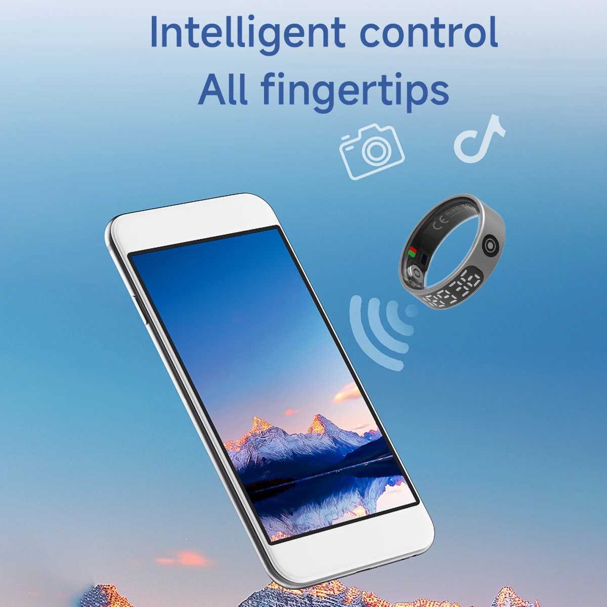 2025 New High Performance Smart Ring With 5ATM Waterproof Health Monitoring and Durable Battery Gesture Operated Camera Video W250225