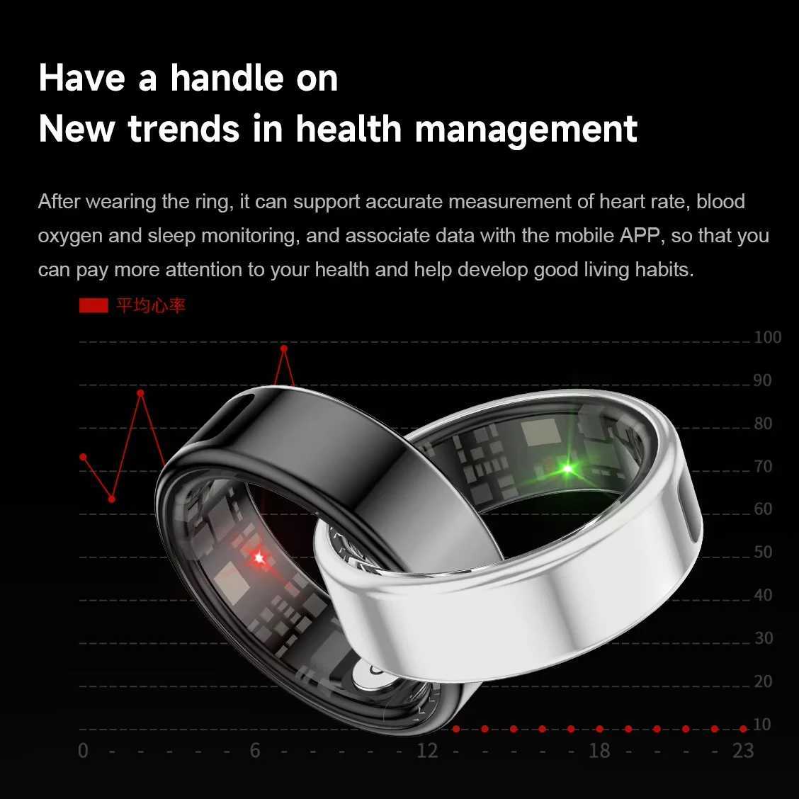 New SR08 Smart Ring LED Display Screen Heart Rate Sleeping Sports Modes Health Monitoring for Men and Women Stainless Steel Sports Ring W250819