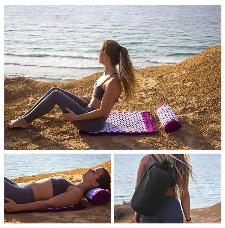 Non-Slip Massager Cushion acupressure Massage Yoga Mat Sets Spike Fitness Pilates Relieve Stress Back Pain Applicator kuznetsov 250221