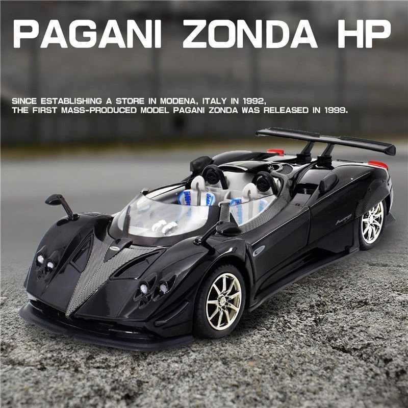 1 24 Pagani Zonda HP Barchetta Supercar Alloy Car Model Sound and Light Pull Back Childrens Toy Series Birthday Gift Free shipping