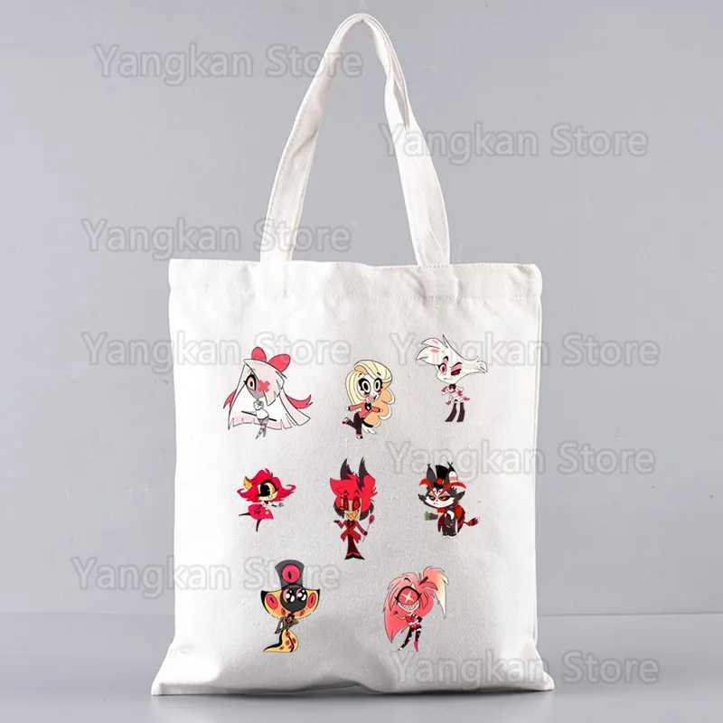 Hazbin Comedy Angel Dust Canvas Tote Bag Casual Shoulder School Bags Reusable Womens Shopping Bag Z250224