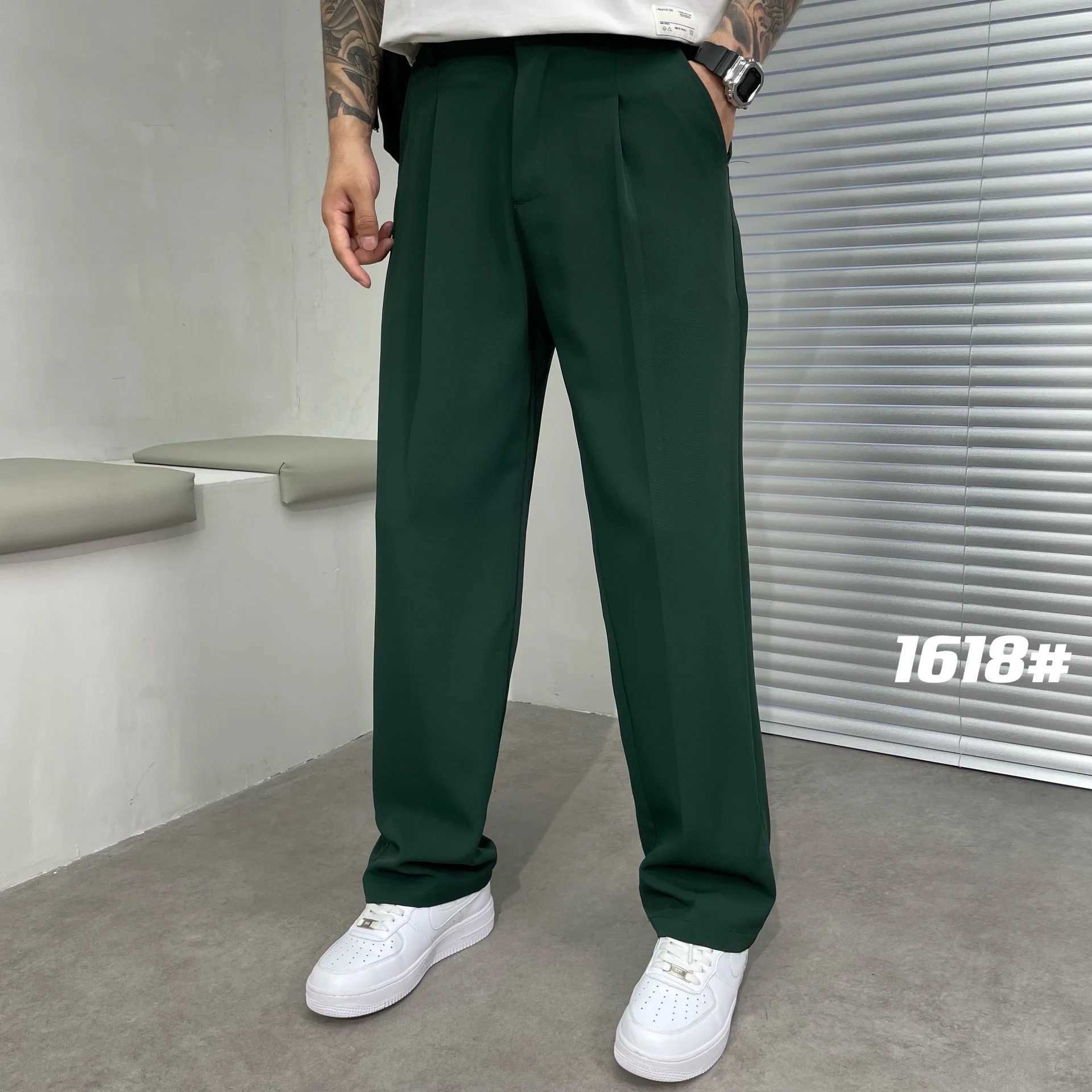 Ice Silk Loose Straight Suit Pants For Men Summer Sold Color Stretch Business Casual Suit Classic Korea Styles Thin Trousers W250225