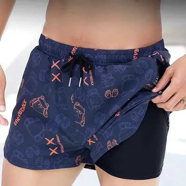 Large size double-layer swimming trunk line newly printed adult swimming trunk lineXJ250224