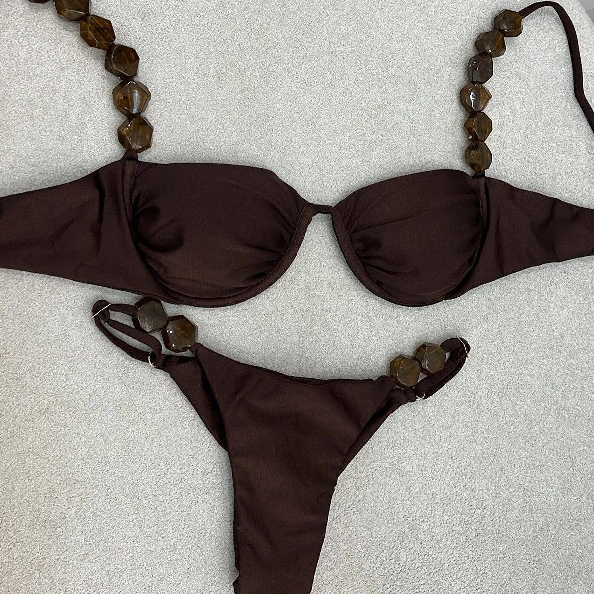 Push Up Bikini 2024 Sexy Women Swimsuit Female Swimwear Sexy Bikini Set Brazilian Biquini Swimming Suit Solid Shiny Beachwear 250224