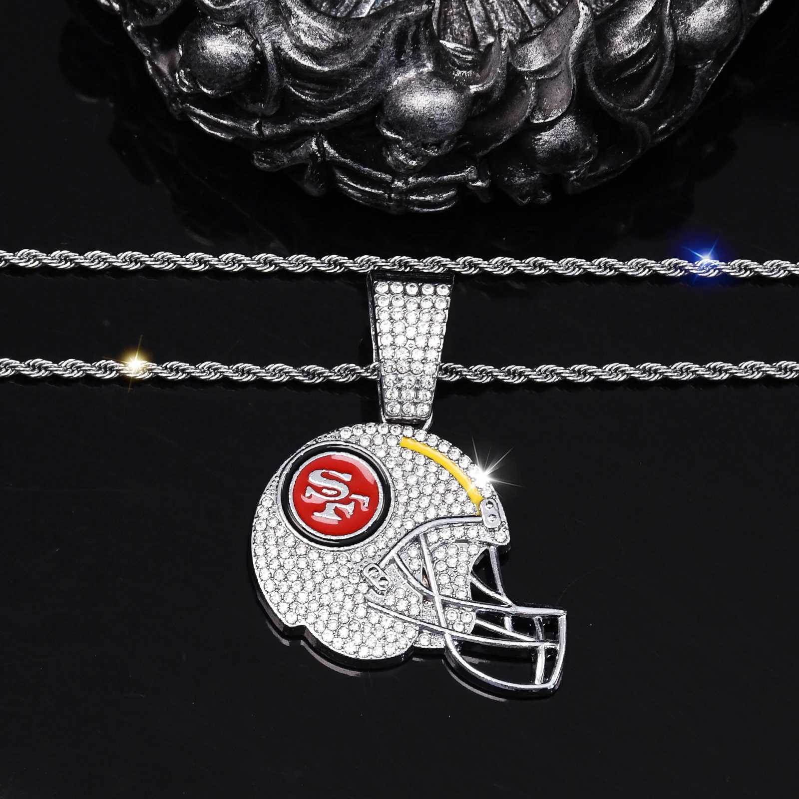 1pc Fl Rhinestone SF Sport Pendant Necklace Stainless Steel Chain New Jewelry Hot Popar in Men X250224