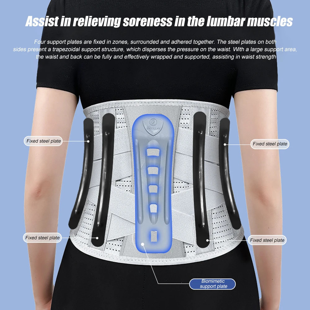 Back Brace for Lower Back with 3D Lumbar Pad Lumbar Support Belt Biomimetic Widened Back Support Bar Herniated Disc Sciatica 250224