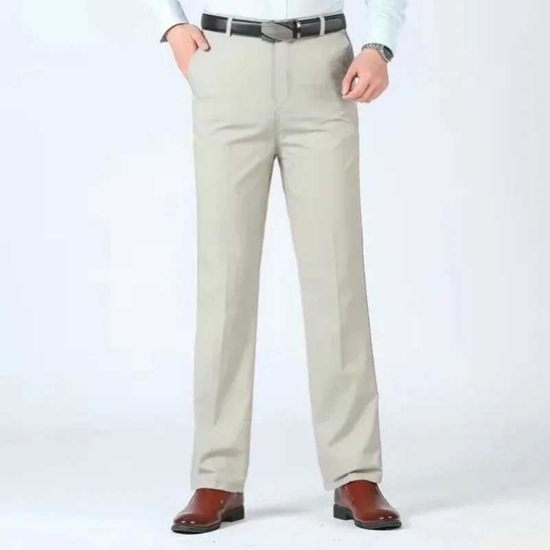 Summer Thin Suit Pants Mens Autumn Thick 00% Cotton Straight Loose Trousers Business Solid Green Casual Brand Clothes KOACUS W250225