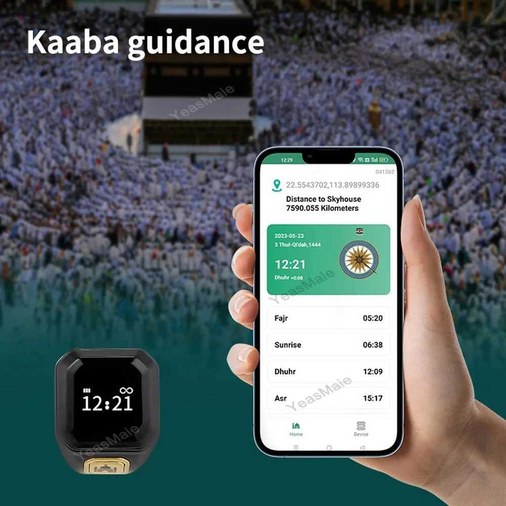 Latest Muslim Smart Ring Tally Tasbeeh Counter 5 Prayer Time Reminder Bluetooth Speaker Waterproof Smart Ring Male and Female Muslim W250225