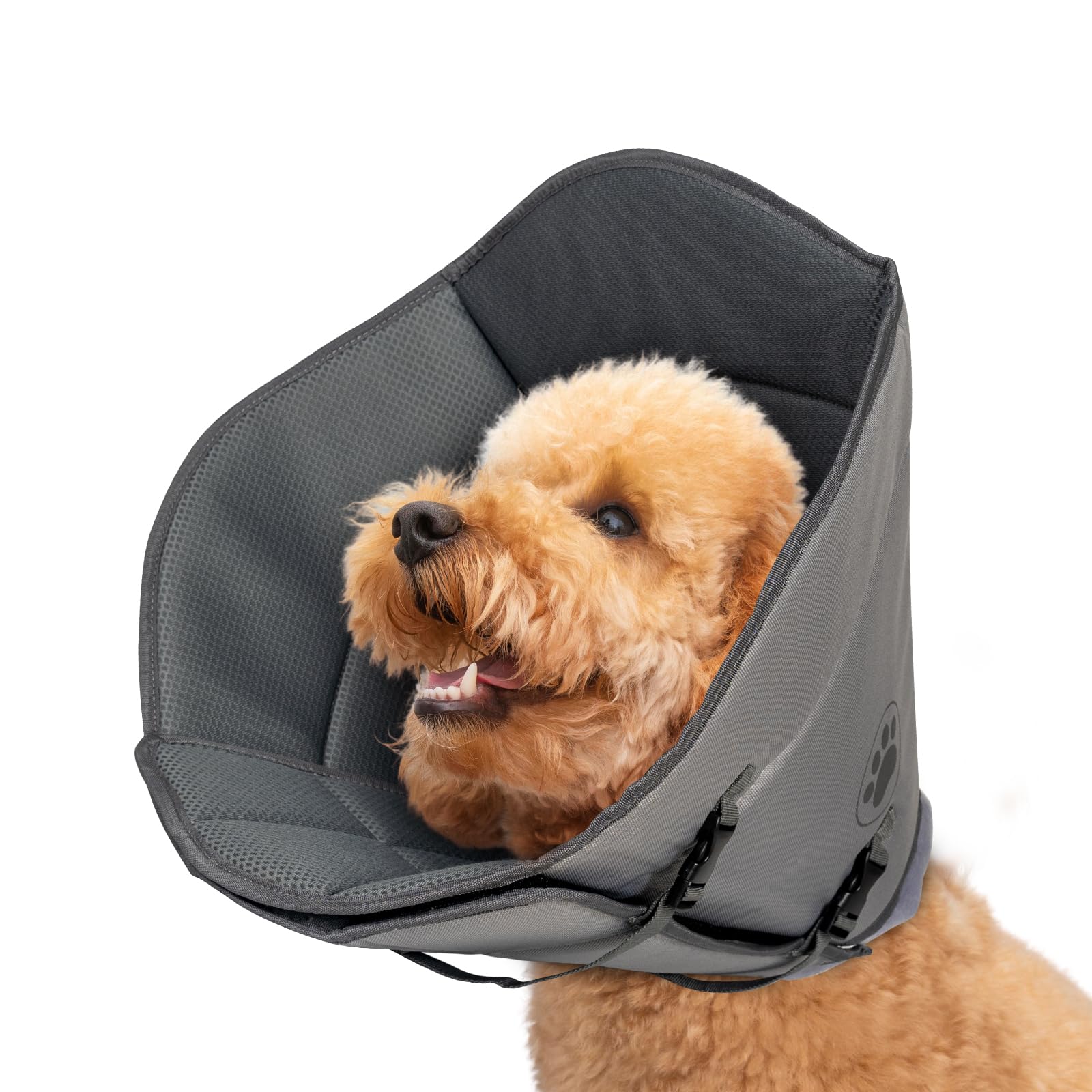 Breathable Soft Dog Cone for Large Medium Small Size Dog, Adjustable Drawstring and Buckle Dog Recovery Collar to Stop Licking and Scratching Wound (M