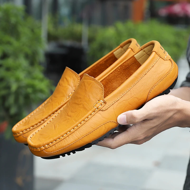 Genuine Leather Breathable Mocasines Casual Loafers Leather Shoes For Men Slip On Formal Italian Driving Flat Chaussure Homme 250224
