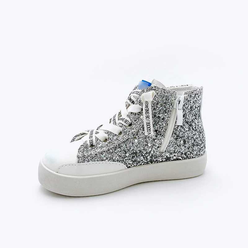 Brand High Top Dirty Sport Shoes for Kids 2024 Custom Designer Childrens Casual Shoes Girls CCDB Glitter Kids Star Sneakers X250224