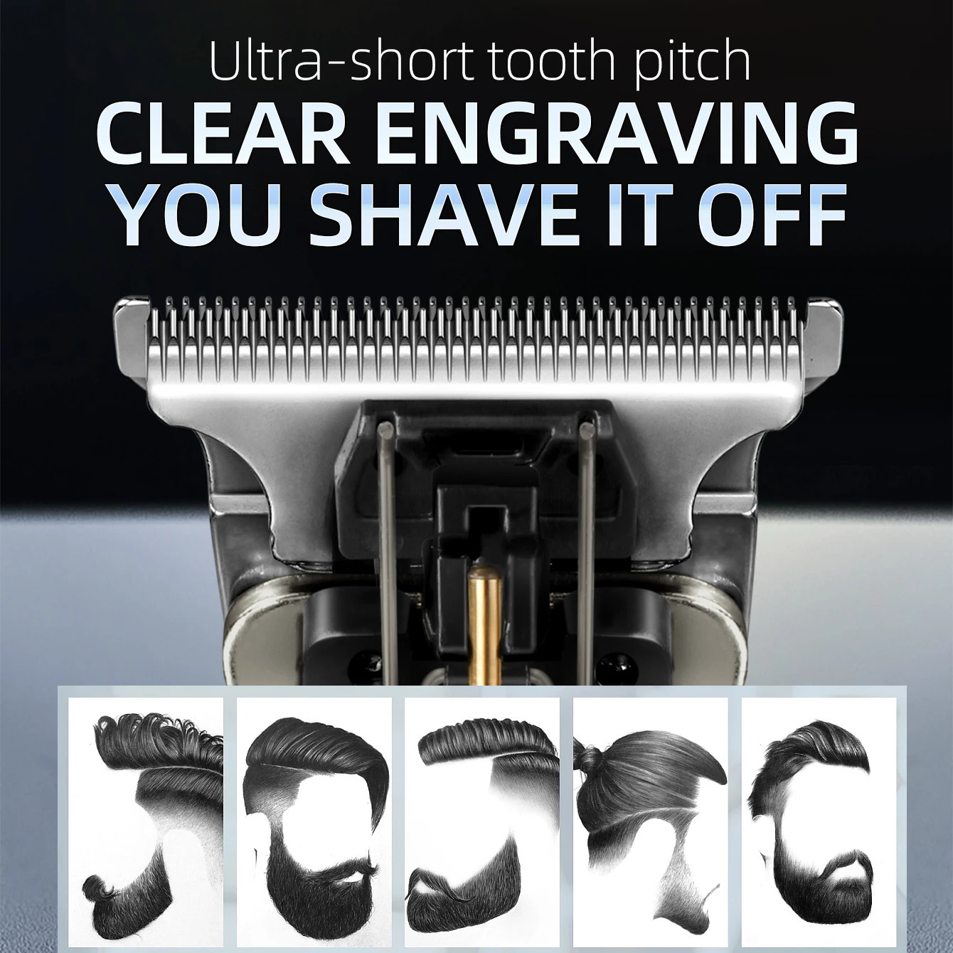 KIKIDO Professional Haircut Machine 0MM Vintage Skull Beard Trimmer Shaving Hair Clipper For Men Barber 250217