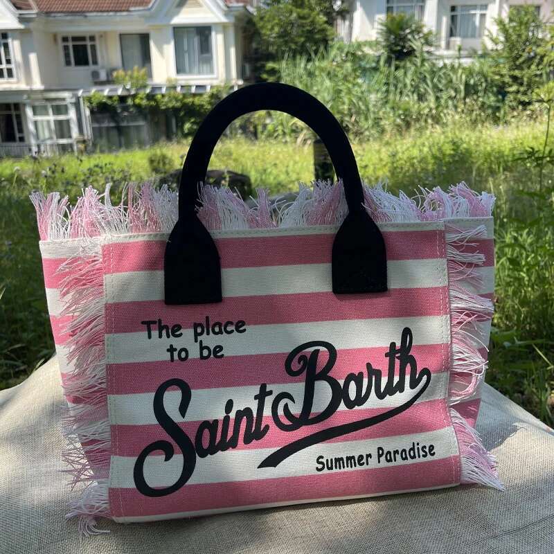 European And American New Women's Canvas Handmade Tassel Art Font Single Shoulder Large Space Handbag