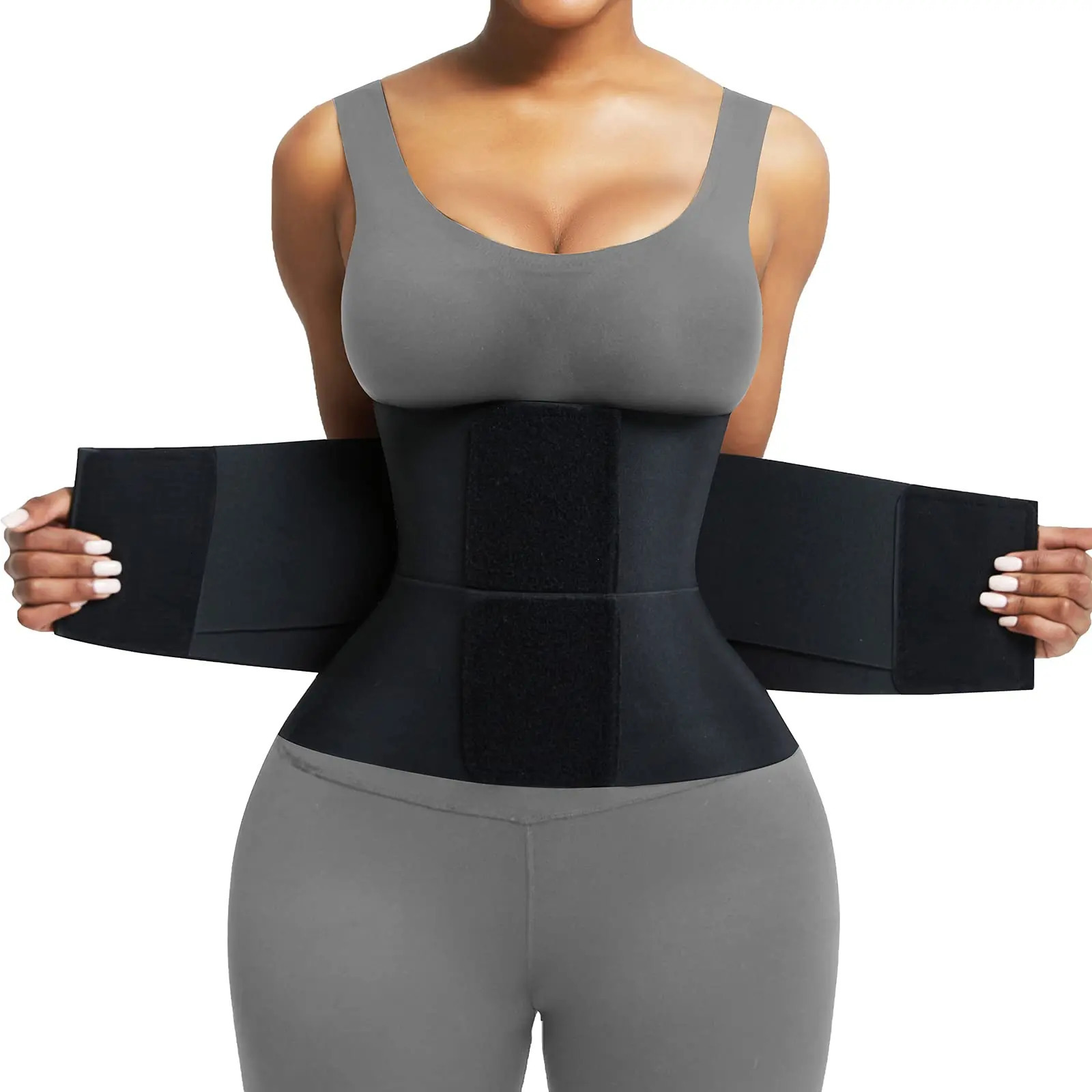 Heavy-Duty Slimming Waist Trainer Belt with Breast Support - Eyelet Detail Durable Sports Waist Trimmer for Enhanced Workout 250224