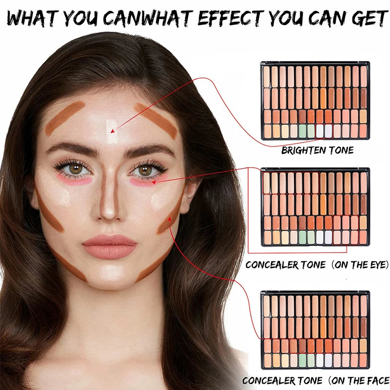 50 Shades Concealer PaletteHigh Coverage Contouring CreamTattoo And Dark Circles Cover-Up Nose ShadowFace-Eye-Lip Base Makeup 250222