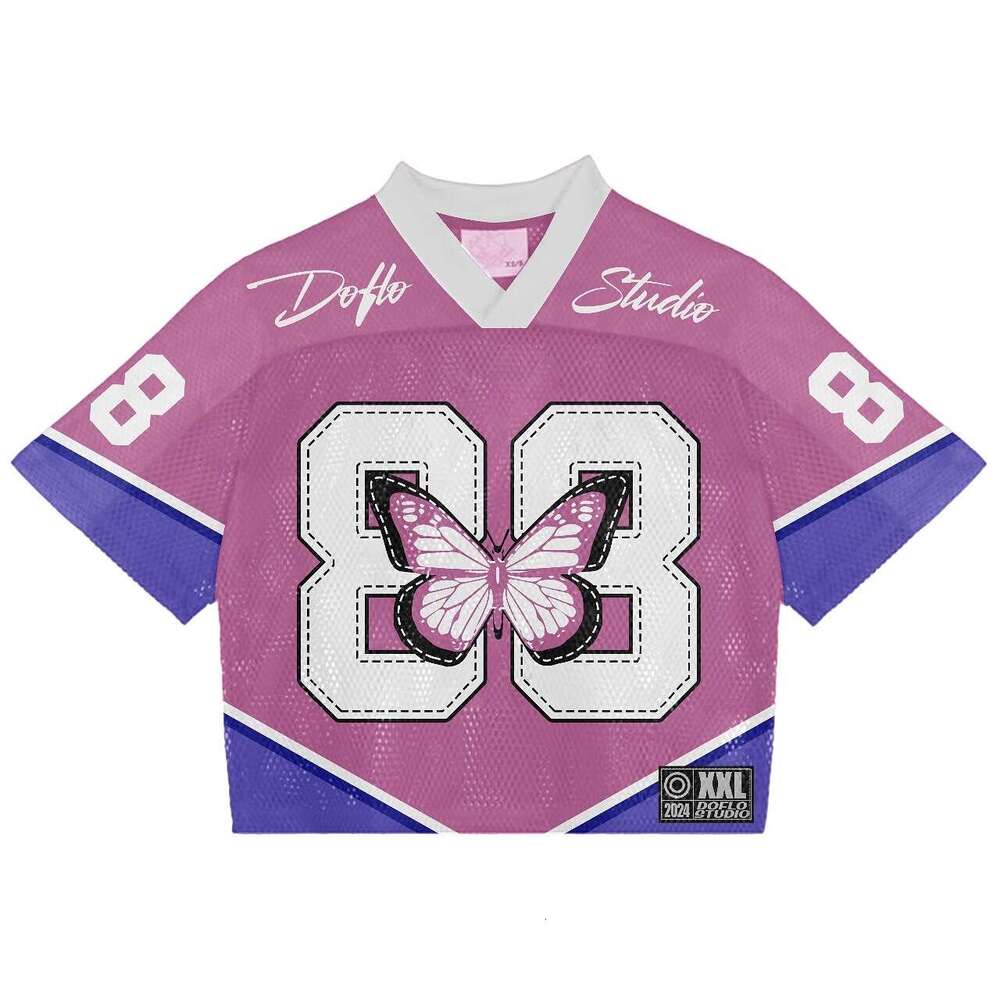 Y2K Summer Top Street American Ice Hockey Printed Short Sleeve T-shirt Men's and Women's Sports Loose Shirt