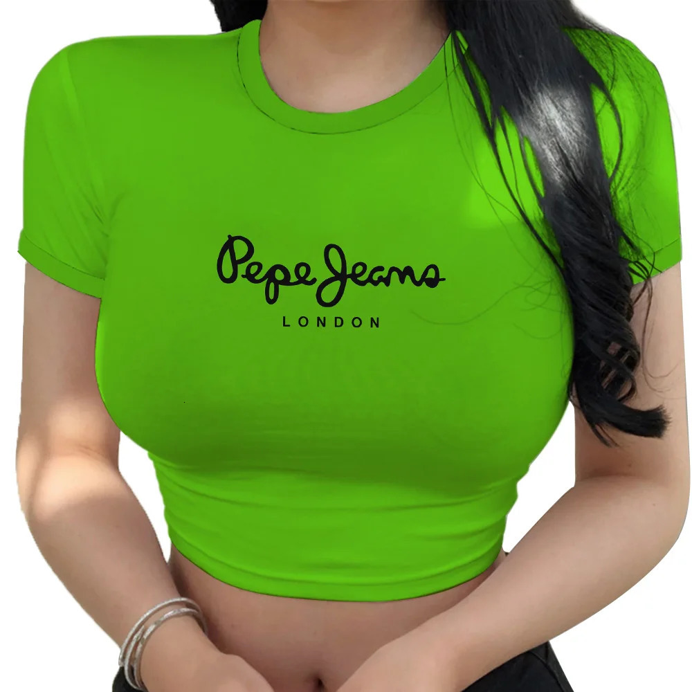 Fashion Streetwear Simple Versatile Womens Crop Top Summer Woman T shirts Casual Supershort Tshirt Daily Short Sleeve 250214