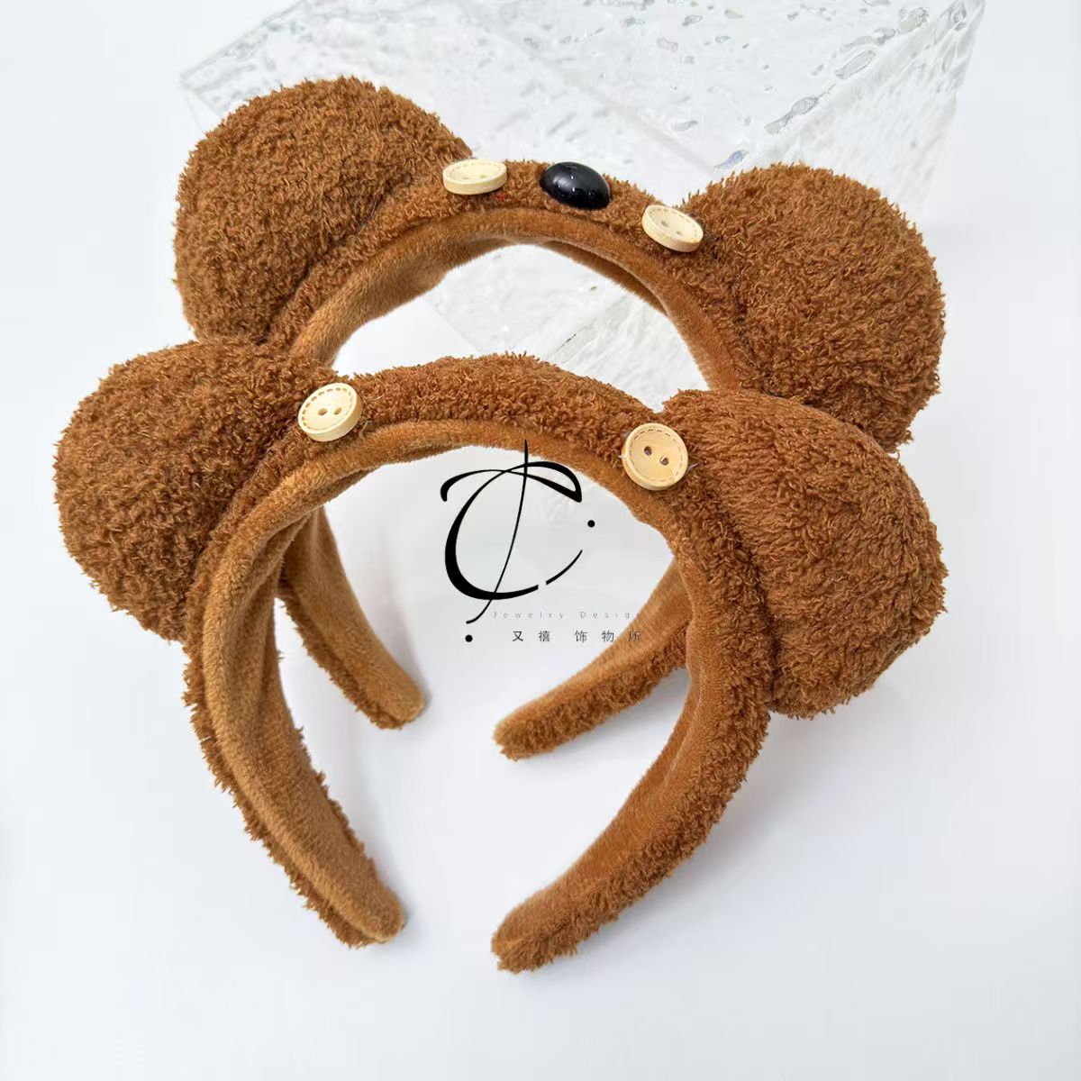 Soft Furry Teddy Bear Hair Ribbon for Women - Stylish Winter Warmth