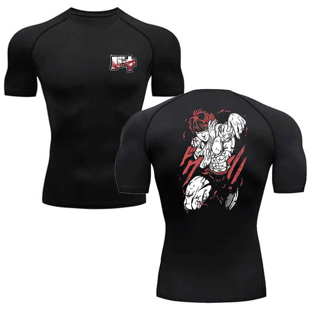 New Arrival Anime Baki Hanma MenS T Shirt Gym Fitness Boxing Outdoor Training MMA Rash Guard Boxing Shirt Herren Jiu Jitsu Bjj Sport Shirt Z250225