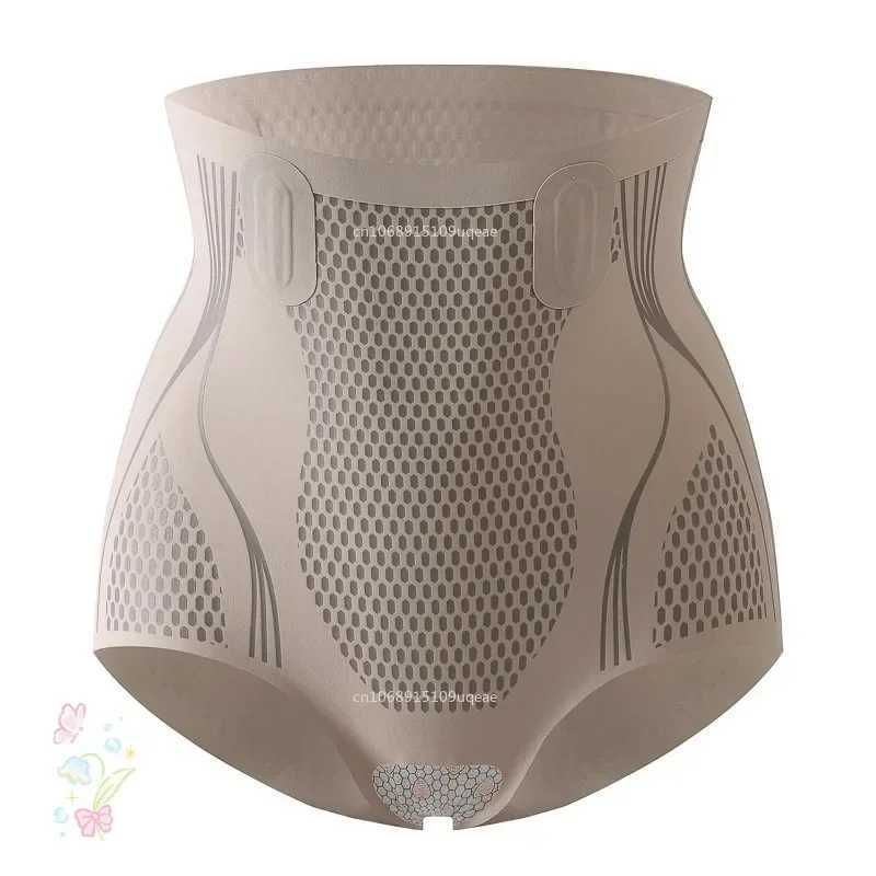Summer Ice Silk Shaping Women Sculpt Shaping High Waisted Body Briefs Shaper Tummy Slimming Flat Belly Shapewear Lingere M250225