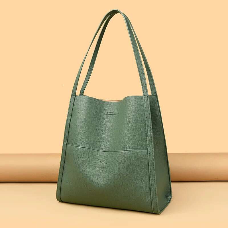 High Quality Soft Leather Women's Designer Solid Color Women Shoulder Bag Large Capacity Shopping Handbag Wallet