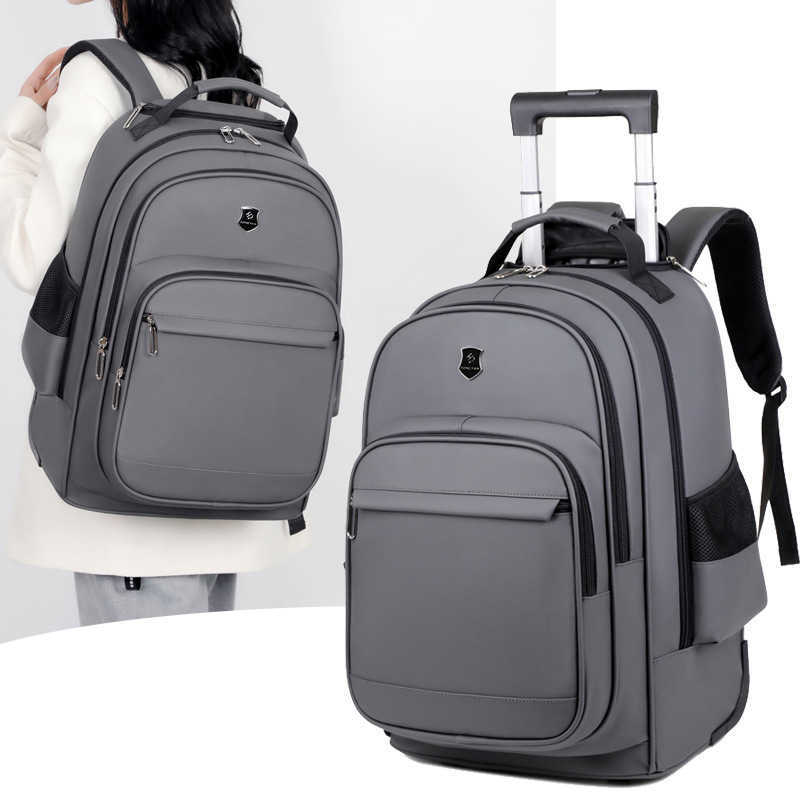 New Backpack Casual Sports and Fitness Bag Pu Pull Rod Wheel Bag Gift Backpack Carried on Both Shoulders and Dragged Day Backpack Travel Bag 241225