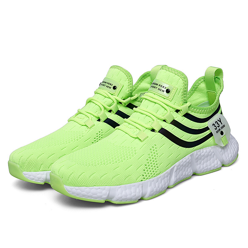 White Black Lightweight running shoes for men soft sole cushioned flying mesh sneakers for men Breathable Comfortable soled men's shoes