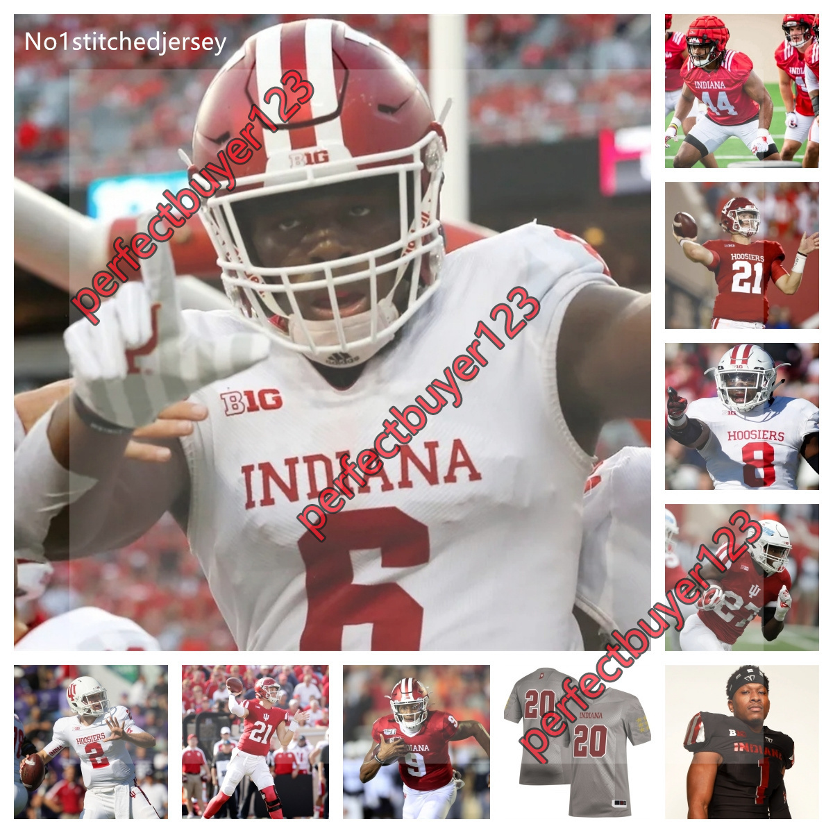 Indiana Hoosiers Football Jersey 8 Jared Casey 19 Josh Sanguinetti 49 TaDerius Collins 82 Bradley Archer 72 DJ Moore 86 Brody Foley 4 DeQuece Carter 99 Nick James