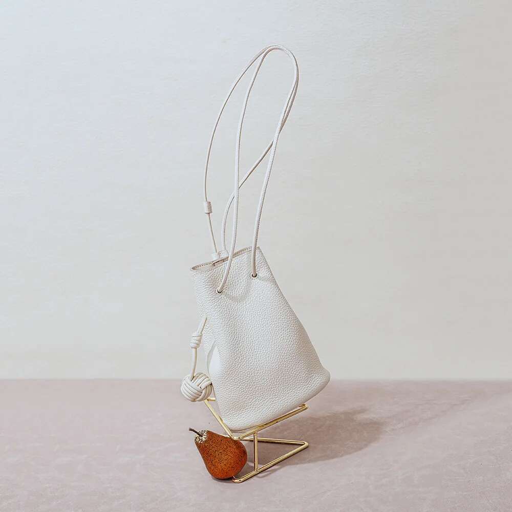 Korean Niche Drawstring Bucket New Women's Simple Crossbody Layer Cowhide ladies clutch bags bag Bag Sac Femme purses handbags