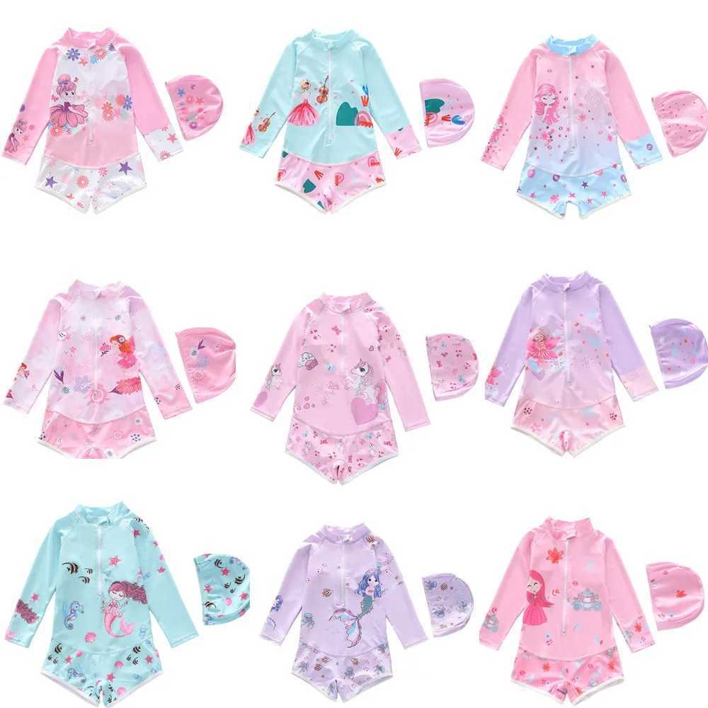 HappyFluent Sun Protection cartoon one-piece sleeping princess sized childrens swimsuit X250224