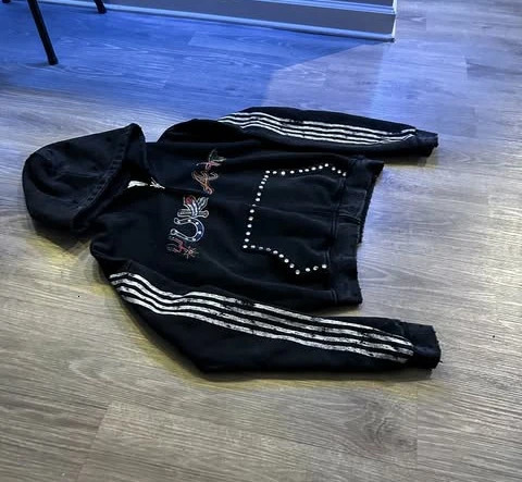 Y2K Classic Stripes Graphic Print Oversized Zipper Hoodie Harajuku Distressed Black Hooded Sweatshirt Gothic Clothing Men Women 250227