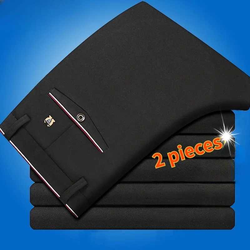 Stylish Black Dress Pants for Men Comfortable Casual Trousers Four-Season Korean Business Suit Pants Male Stretch Slim-Fit Pants W250225