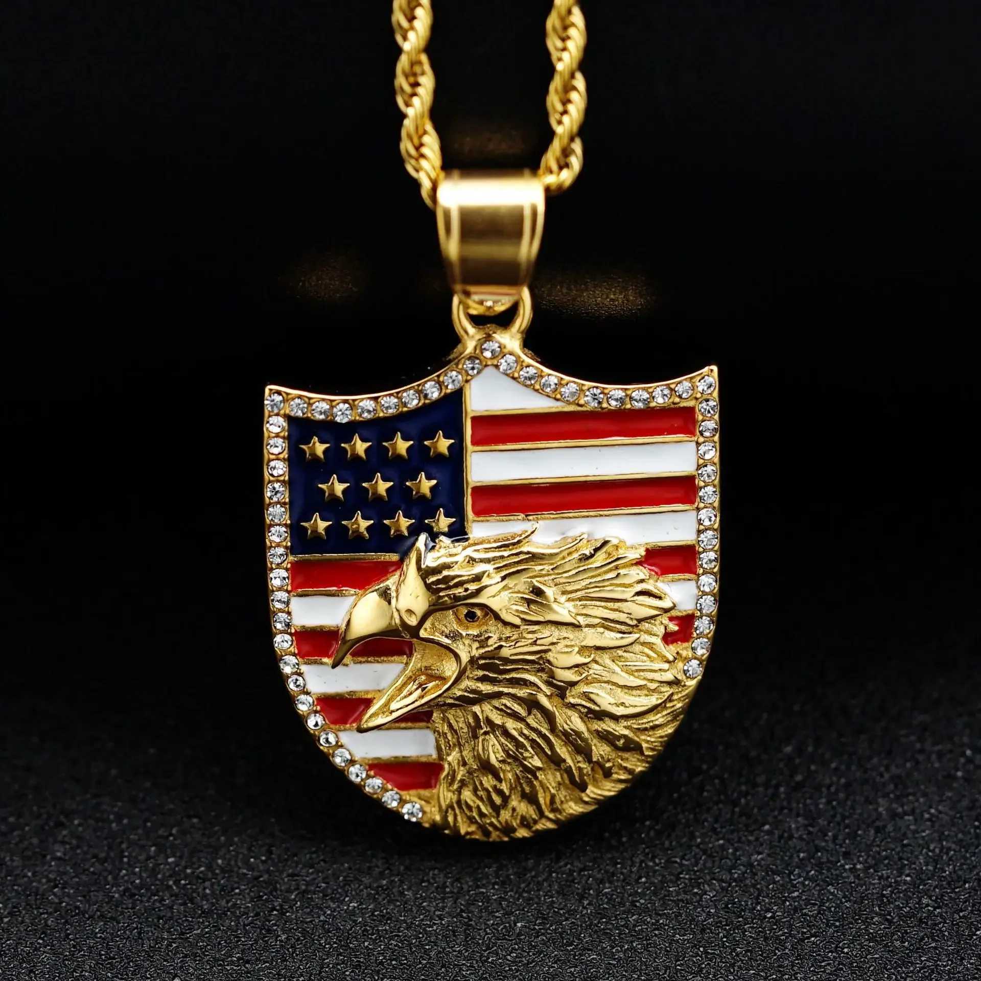 New HIPHOP Style 316 Stainless Steel Flag Design Necklace Pendant Explosive Popar Jewelry Accessory X250224