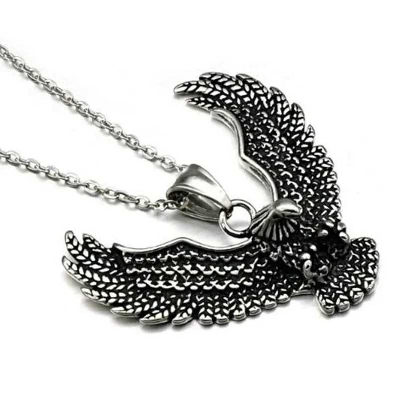 Fashion Personality Punk Biker Style Gold Color Hawk Wing Pendants Necklace for Men Trend Jewelry X250224