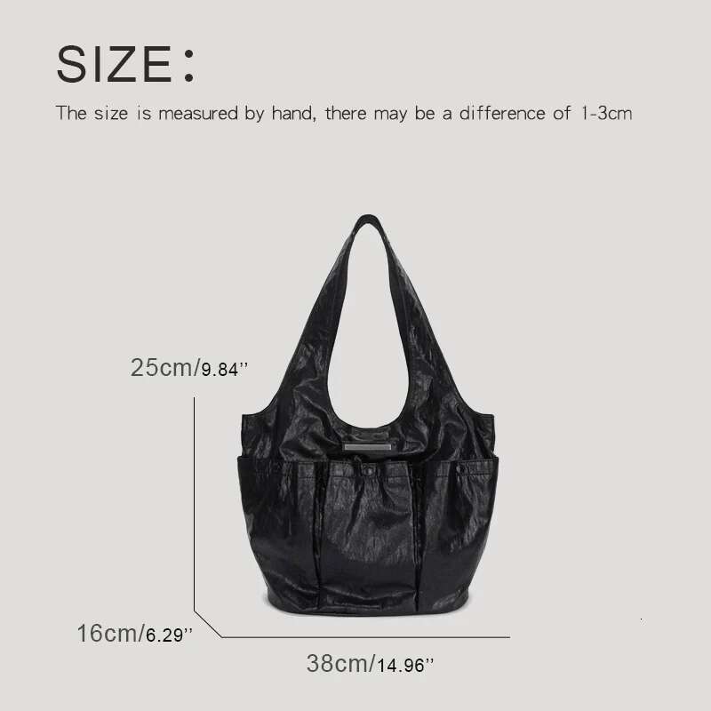 Korean Casual Tote Bag For Women Designer Handbag Purse 2024 New In PU Sequined Button Multiple Pockets Underarm Shoulder