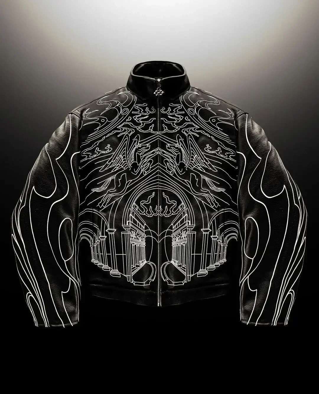 Y2K American Haruku Punk Rock Men New High Gothic Fashion Loose Long Sleeve Zipper Padded Jacket Street Clothes