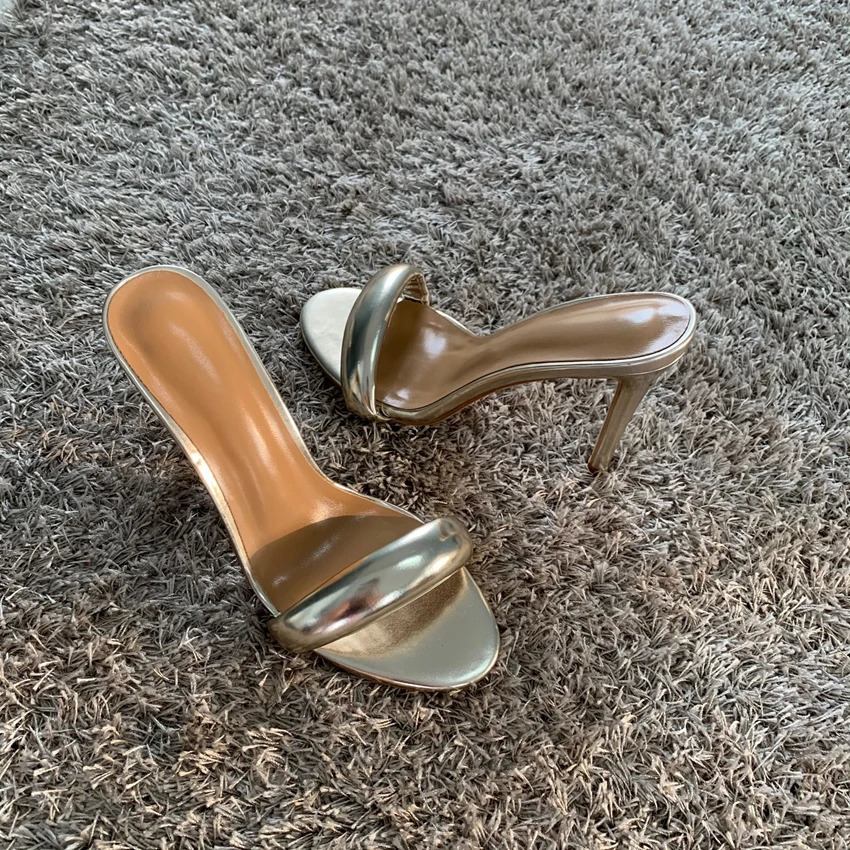 2024 Sexy High Heels Slippers Round Peep Toe Sandal Shoe Slides Summer Pumps Shoes Women Fashion Mules Stiletto Sandals Woman 250224