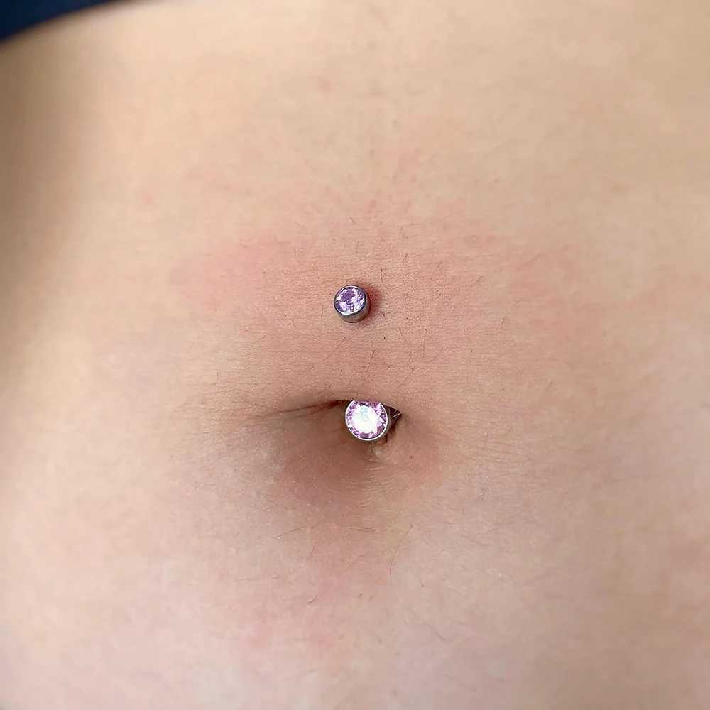 Right large ASTM F136 titanium belly button buckle ring 10mm 12mm with circular CZ internal thread NAVEL ring belly button rodXJ250224