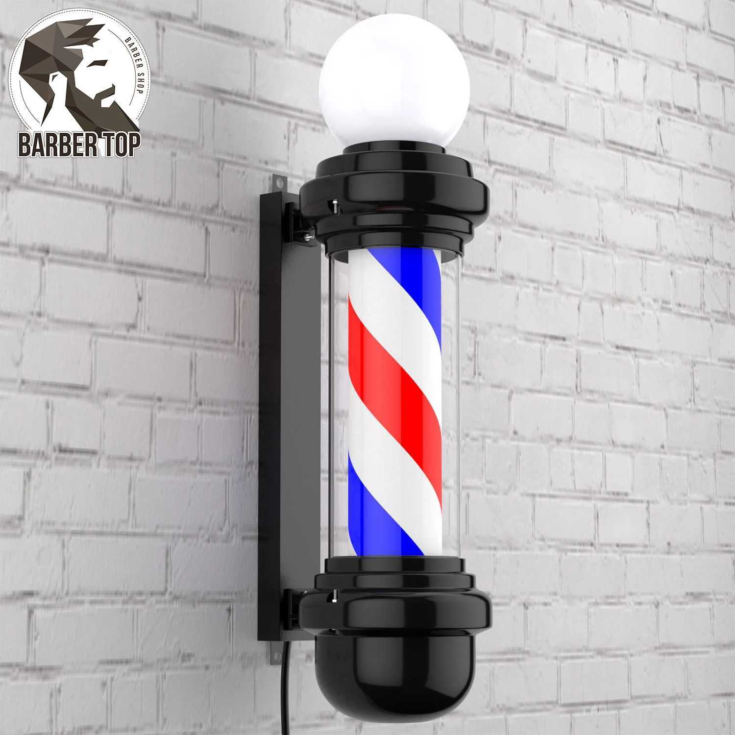 Barber Pole Light Cylindrical Hair Salon Barber Shop Classic Open Signboard Sign High Quality Wall Mounted LED Rotating Light X250225