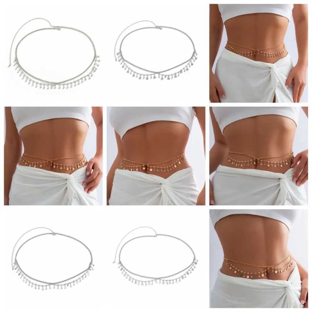 Egant Tassel Rhinestone Star Waist Belly Chain Geometric Shell Iron Chain Body Jewelry WomenXJ250224