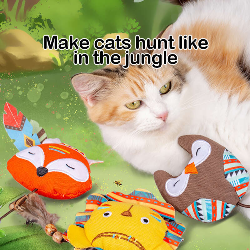 DHpet Jungle Animals, Bite Resistant Caip Toys, Interactive Cat Kicker Toys for Indoor Cats, Promotes Kitten Exercise, 3.5 Inches