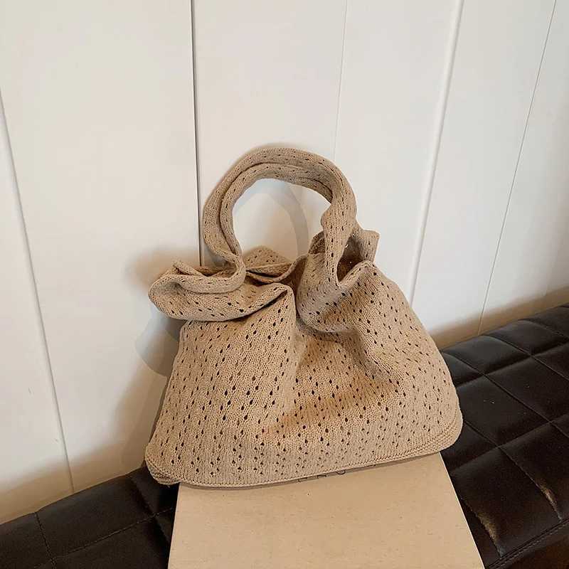Women Hollow Woven Large Capacity Shoulder Bags Crochet Bag Knitting Handbags Female Shopping Tote Bags