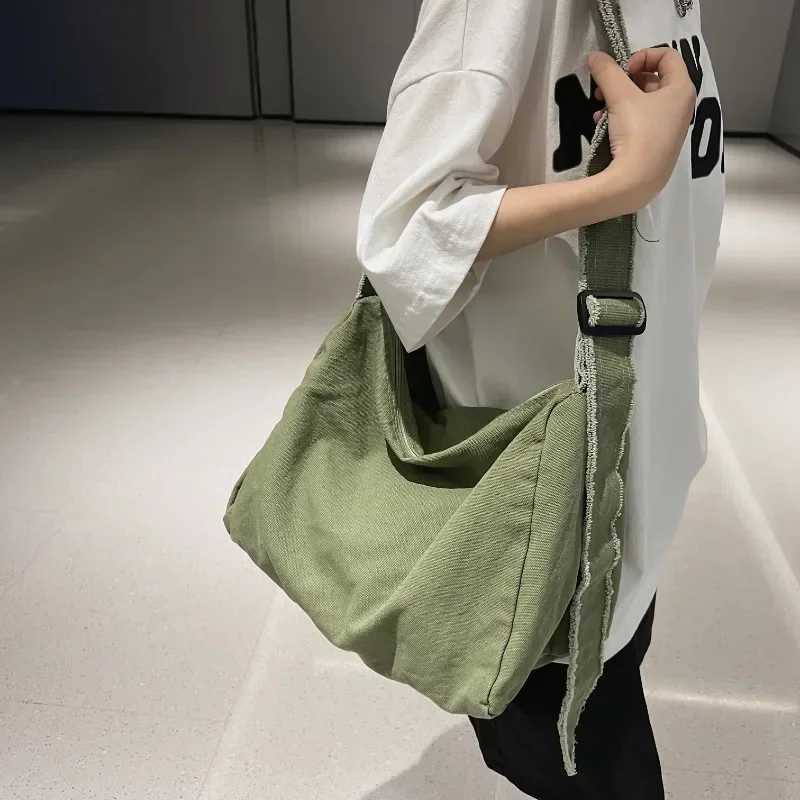 Casual Messenger Womens Bags 2025 Vintage Handbag Canvas Teenager Shoulder Tote Bags Man Solid Color Handbag Crossbody Handbags Z250225