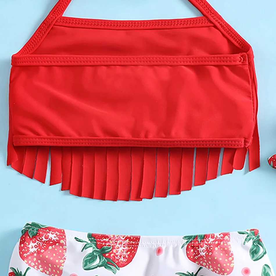 Print Summer Girls Kids Bikini Set 6Months-5Years Tassel Kids Swimwear Swimsuit Children Bandage Swimming Bathing Suit Beachwear X250224