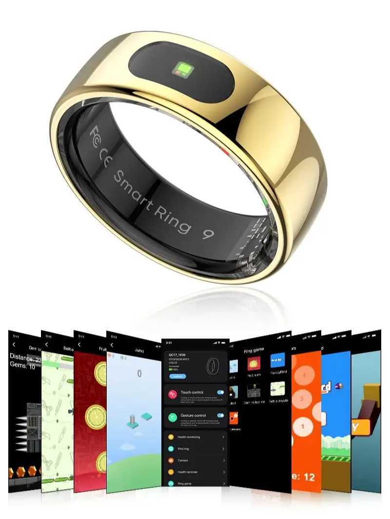 R08 Smart Ring Men Women Touch Control Function IP68 5ATM Waterproof Step Count Multi Sport Health Monitor Heart Rate Smart Ring W250225