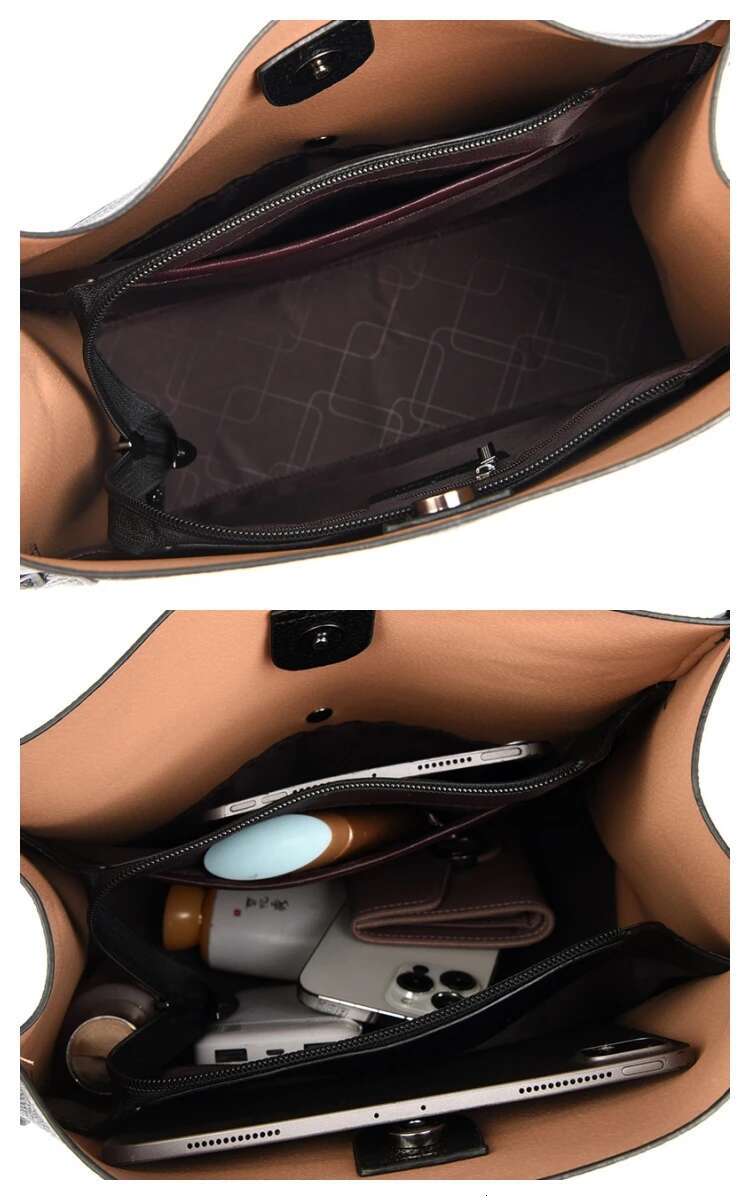 High Quality Soft Leather Women's Designer Solid Color Women Shoulder Bag Large Capacity Shopping Handbag Wallet